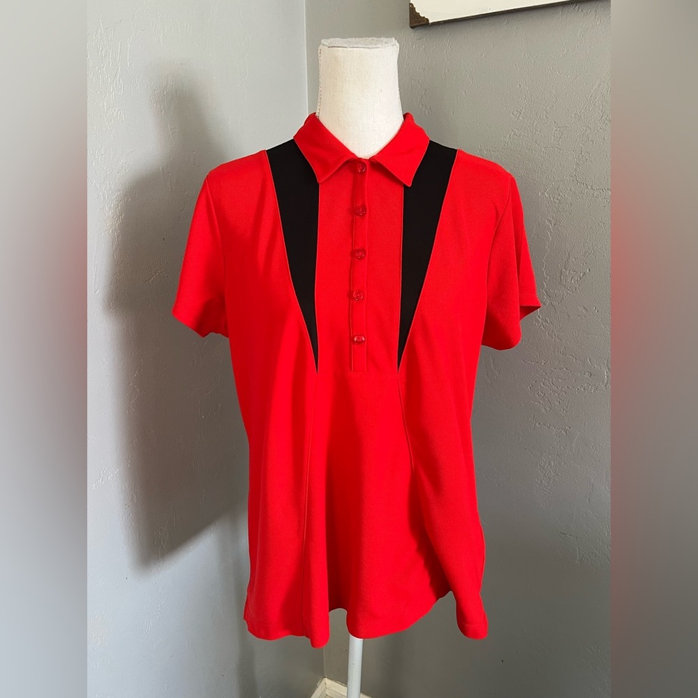 EP Pro Womens Golf Red Polo with Black Trim shirt size XL